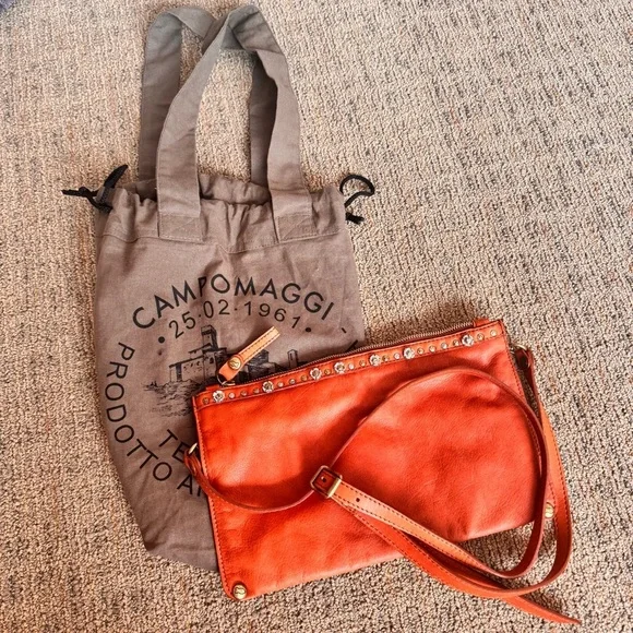 Campomaggi Bag New Free People Purse crossbody orange studded - Picture 11 of 11